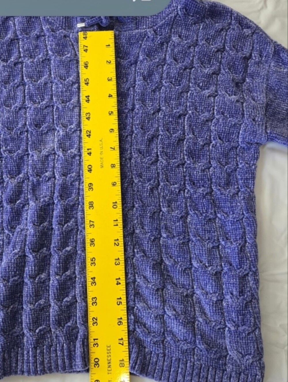 Women’s Cable Knit Sweater Cardigan - Violet Sparkle Holiday Cable Knit - Picture 5 of 7